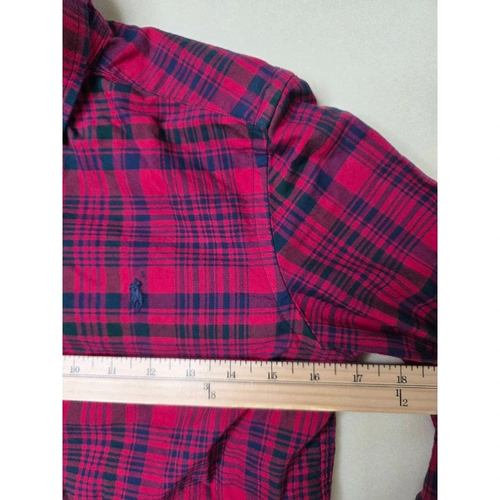 Ralph Lauren Boys Long Sleeve‎ Button Down Shirt Red Plaid Size M 10-12